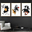 Set of 3 Black and Yellow Prints of Abstract Oil Paintings Wall Art Prints / 42x59cm (A2) / Black Frame