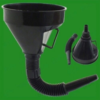 Set Of 3 Black Flexible Funnels Multi Purpose Liquid Pouring Easy Use 145mm Car Accessory