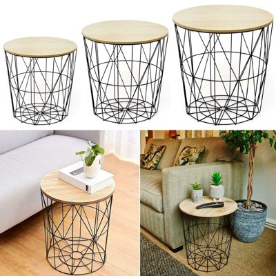 Metal storage deals basket end table