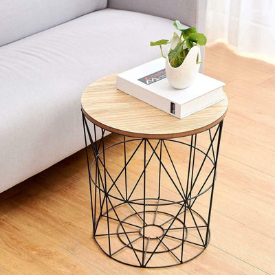 Black basket deals side table