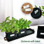 Set of 3 Black Herb Planter Indoor with Leather Handled Tray - Labels Included