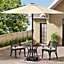 Set of 3 Black Retro Cast Aluminum Garden Bistro Furniture Set Round Table and Chair Set with Cushions
