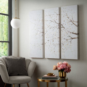 Set of 3 Blossom Tree Trail Printed Canvas Floral Wall Art