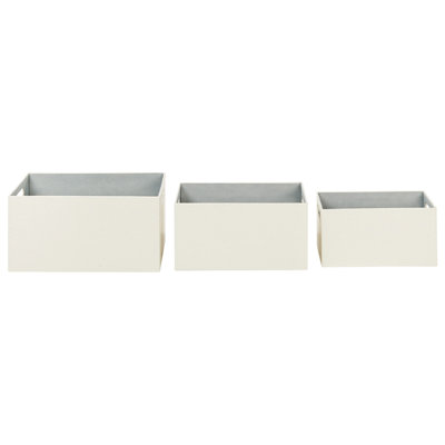 Set of 3 Boxes LARSA Faux Leather Beige