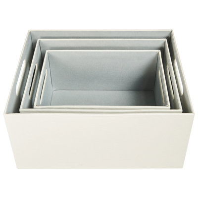 Set of 3 Boxes LARSA Faux Leather Beige