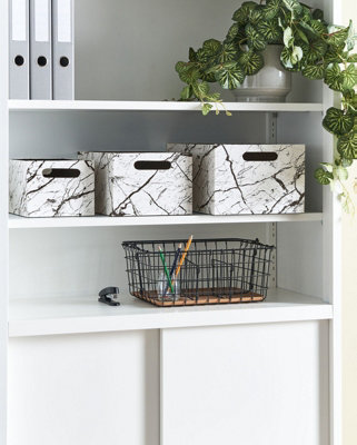 Set of 3 Boxes LARSA Faux Leather White