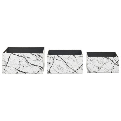 Set of 3 Boxes LARSA Faux Leather White