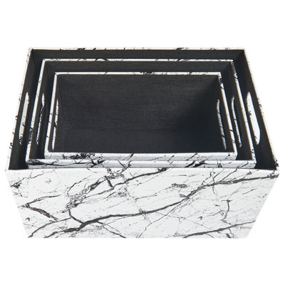 Set of 3 Boxes LARSA Faux Leather White