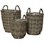 Set of 3 Camille Planters - Lightweight All Weather Frost-Proof Faux Wicker Basket Plant Pots - Measure 24, 39 & 46cm Tall