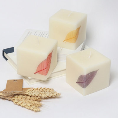 Set of 3 Candle Large Cube Shaped White Luxury Scented Candles by Laeto Ageless Aromatherapy - FREE DELIVERY INCLUDED - 4