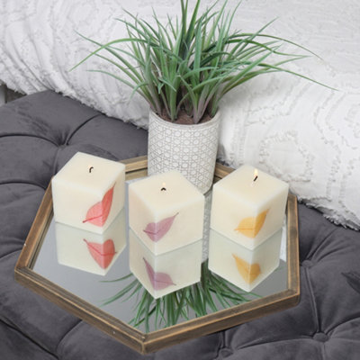Set of 3 Candle Large Cube Shaped White Luxury Scented Candles by Laeto Ageless Aromatherapy - FREE DELIVERY INCLUDED - 6