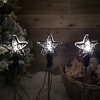 Set of 3 Christmas Star Flashing Warm White LED Connectable Pathfinder Lights