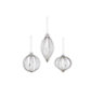 Set of 3 Clear Silver Glitter Christmas Tree Decoration Baubles 80mm