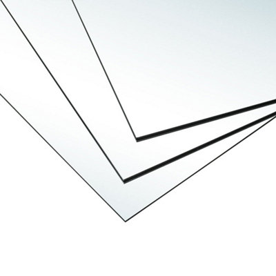 Set of 3 Clear Square Frameless Wall Mirror Tiles 400 x 400 mm