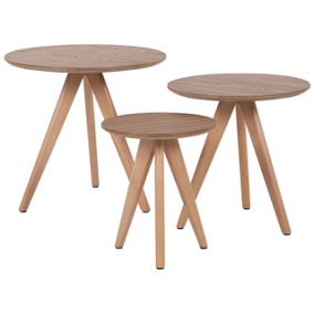 Set of 3 Coffee Tables Light Wood VEGAS