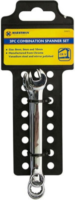 Set Of 3 Combination Spanner Set Wrench Hand Tools Chrome Workshop 8Mm 9Mm 10Mm