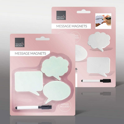 Set of 3 Comic-Style Talk Bubble Magnets, Dry-Erase Notice Board for ...