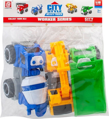 Set Of 3 Construction Building Vehicle Set Truck Play Kids Fun Toy Xmas Gift New