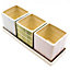 Set of 3 Cool Pastel Tile Design Ceramic Planters with Tray