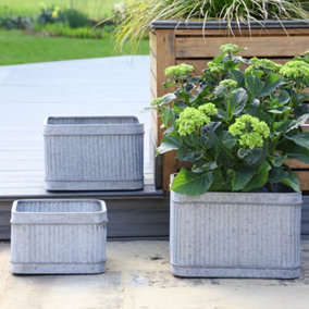 Set of 3 Corrugated Dolly Indoor Outdoor Garden Planters