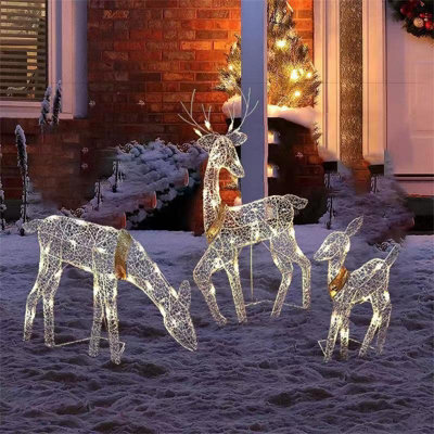 Set of 3 Deer Light-Up 2D Reindeer Outdoor Decorations