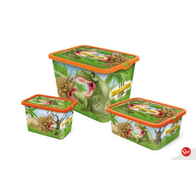 Set Of 3 Dinosaurs Storage Box's.