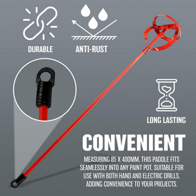 Set Of 3 Drill Paint Pot Plaster Mixer Stirrer Heavy Duty Professional Paddle Whisk Tool Hex Shank 400mm X 85mm - 6
