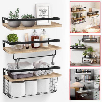 Set of 3 Floating Wall Shelves Picture Ledge Display Rack