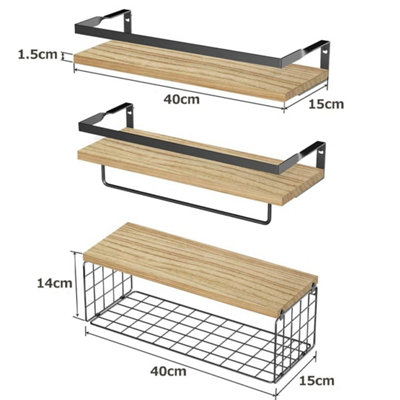 Set of 3 Floating Wall Shelves Picture Ledge Display Rack