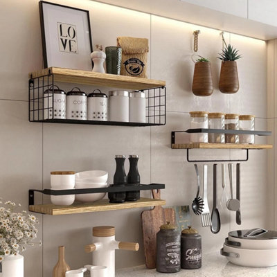 Set of 3 Floating Wall Shelves Picture Ledge Display Rack