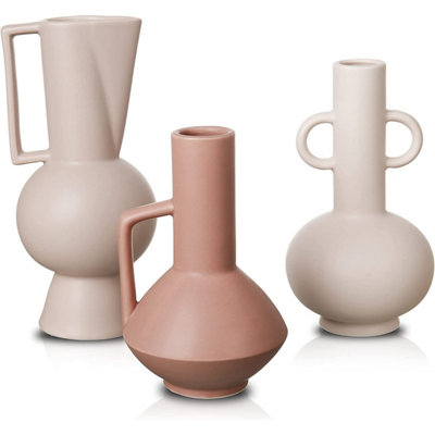 Set of 3 Flowers Vases Modern Morandi Decorative Glazed Stoneware Pottery Vases