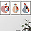 Set of 3 Framed  Fruit Kitchen Wall Art in Red, Blue and Orange / A2 (42x59.4cm) / Black Frames