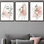 Set of 3 Framed One Line Abstract Fashion Faces in Pink and Ivory / 50x70cm / Black