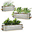 Set of 3 Galvanised Zinc & Gold Embossed Indoor Outdoor Garden Planters