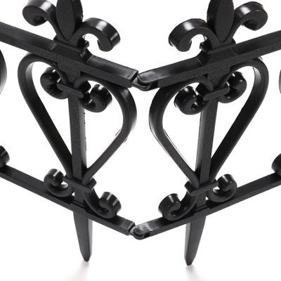 Set of 3 Garden Fence Black Plastic Fence Garden Picket Fence Edgings Lawn Decorative Garden Yard - 5