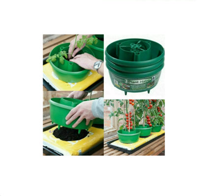 SET OF 3 GARDEN TOMATO PLANT HALO TOMATOES GROW PLANTER WATER POT TUB HALOS NEW