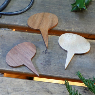 Set of 3 Garden Wooden Plant Markers