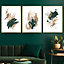 Set of 3 Green, Beige and Gold Prints of Abstract Oil Paintings Wall Art Prints / 42x59cm (A2) / Black Frame