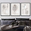Set of 3 Grey and Beige Female Line Art Wall Art Prints Wall Art Prints / 50x70cm / Black Frame