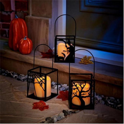 Set of 3 Haunted Halloween LED Candle Lanterns