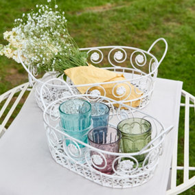 Set of 3 Hunter Green Wire Easter Trug Kitchen Storage Baskets