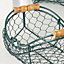 Set of 3 Hunter Green Wire Trug Kitchen Storage Baskets Gift for Father's Day