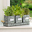 Set of 3 Kitchen Herb Planter Pots with Fitted Tray Windowsill Indoor Outdoor Garden Planter Set