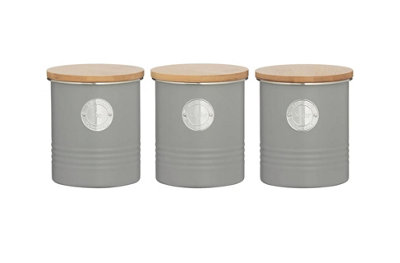 Set of 3 Kitchen Tea Coffee Sugar Storage Jars Grey DIY at B&Q