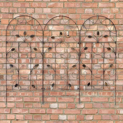 Set of 3 Leaf Design Metal Trellis (120cm x 50cm)