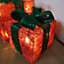 Set of 3 LED Battery Powered Light Up Christmas Present Boxes in Red & Green