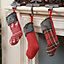 Set of 3 Mini Fairisle Tartan and Woven Xmas Gift Decoration Christmas Stocking