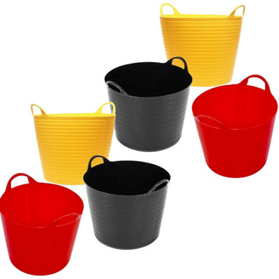 Set of 3 Mixed Coloured 40 Litres Strong Robust Flexi Tubs Multi ...