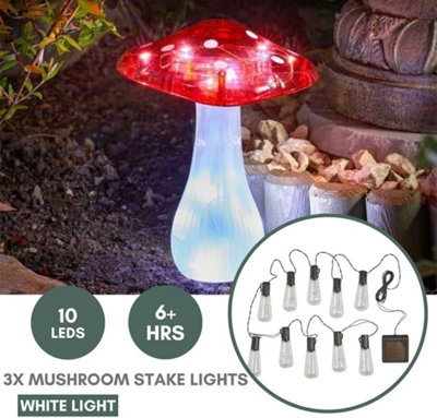 Set of 3 Mushroom Lights Garden Outdoor Décor Waterproof Ornaments for Garden - 3