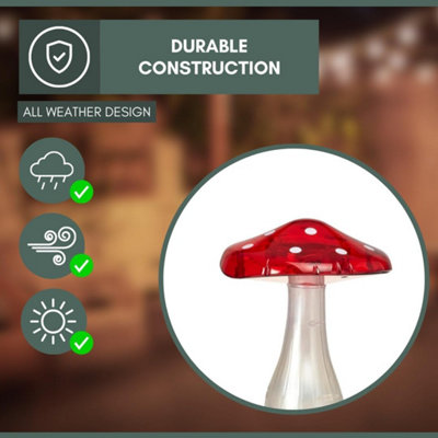 Set of 3 Mushroom Lights Garden Outdoor Décor Waterproof Ornaments for Garden - 7